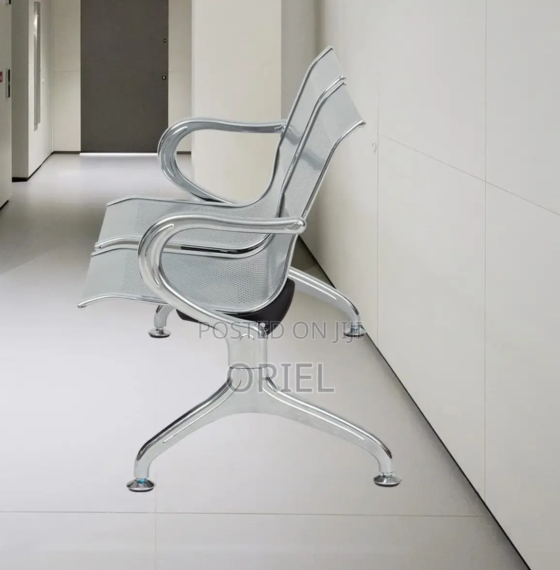 Office Bench : Stainless Steel Office 2-Seater Waiting Bench