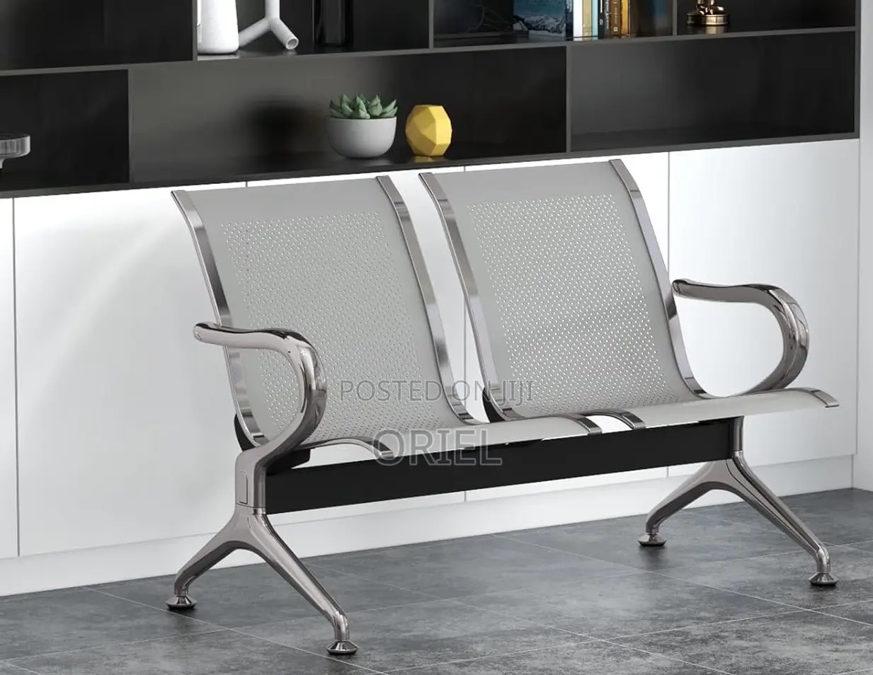 Office Bench : Stainless Steel Office 2-Seater Waiting Bench