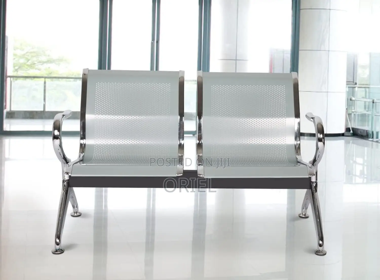 Office Bench : Stainless Steel Office 2-Seater Waiting Bench