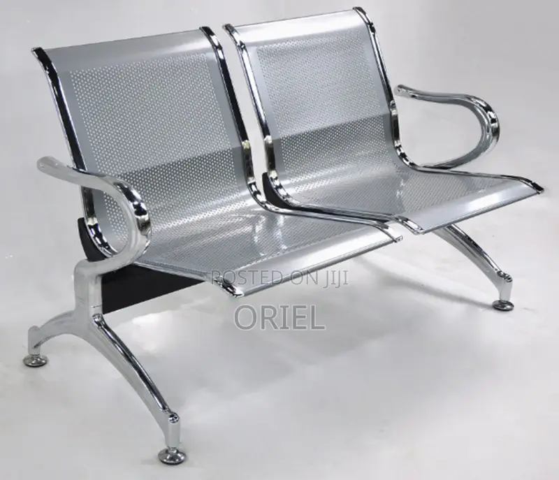 Office Bench : Stainless Steel Office 2-Seater Waiting Bench