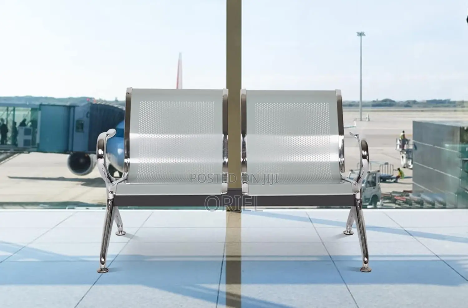 Office Bench : Stainless Steel Office 2-Seater Waiting Bench
