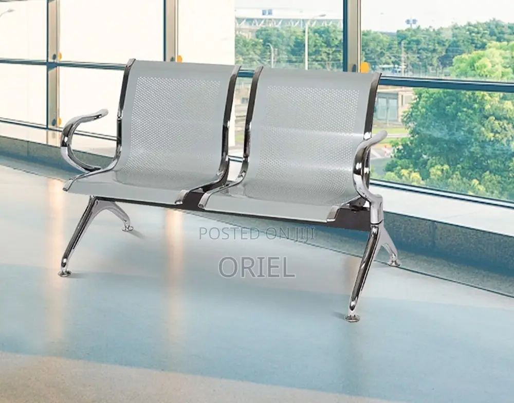 Office Bench : Stainless Steel Office 2-Seater Waiting Bench