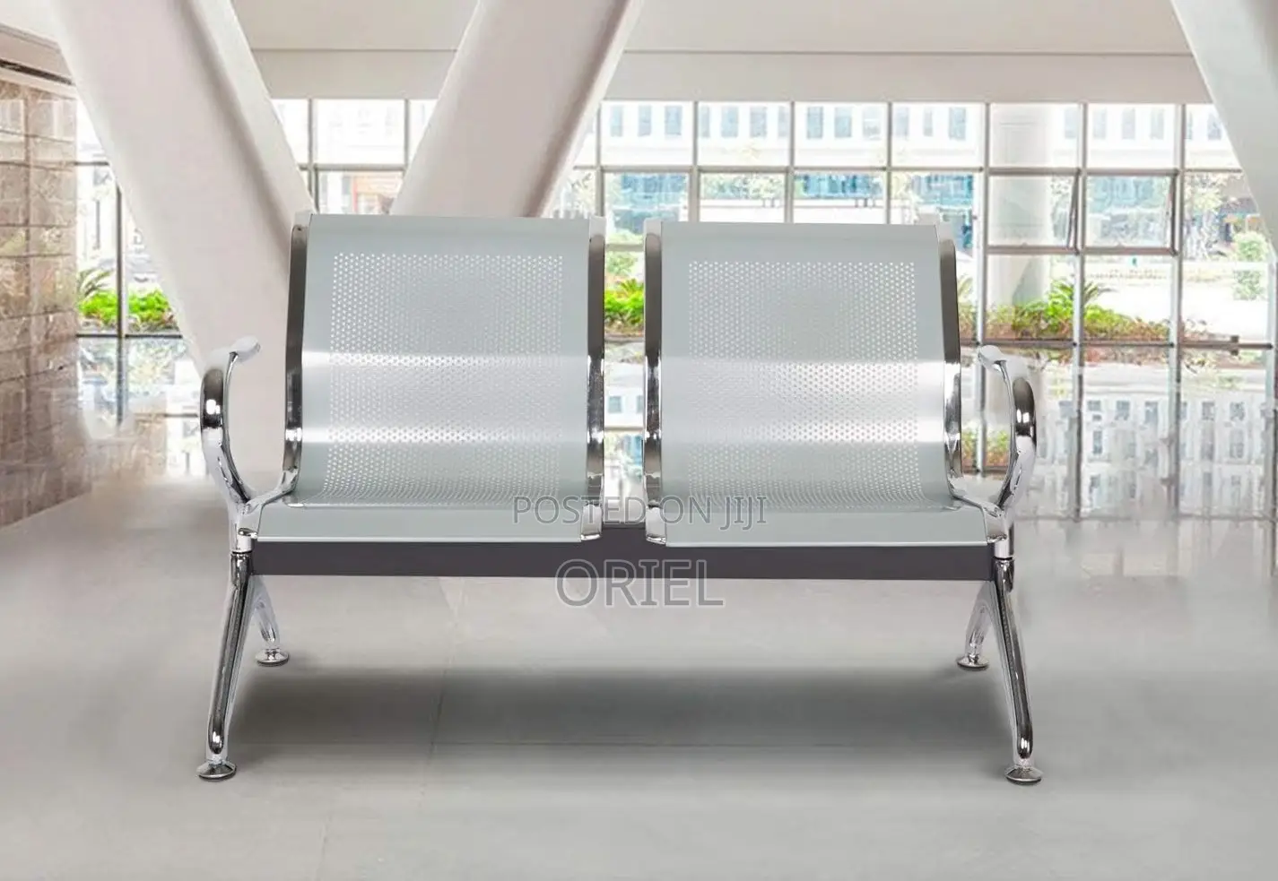 Office Bench : Stainless Steel Office 2-Seater Waiting Bench