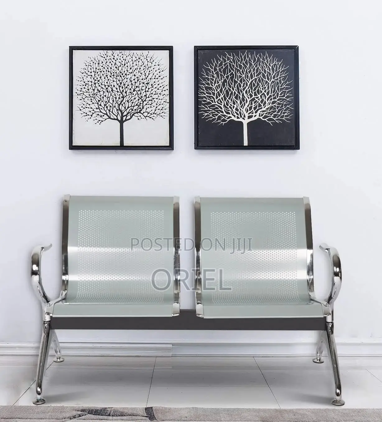 Office Bench : Stainless Steel Office 2-Seater Waiting Bench