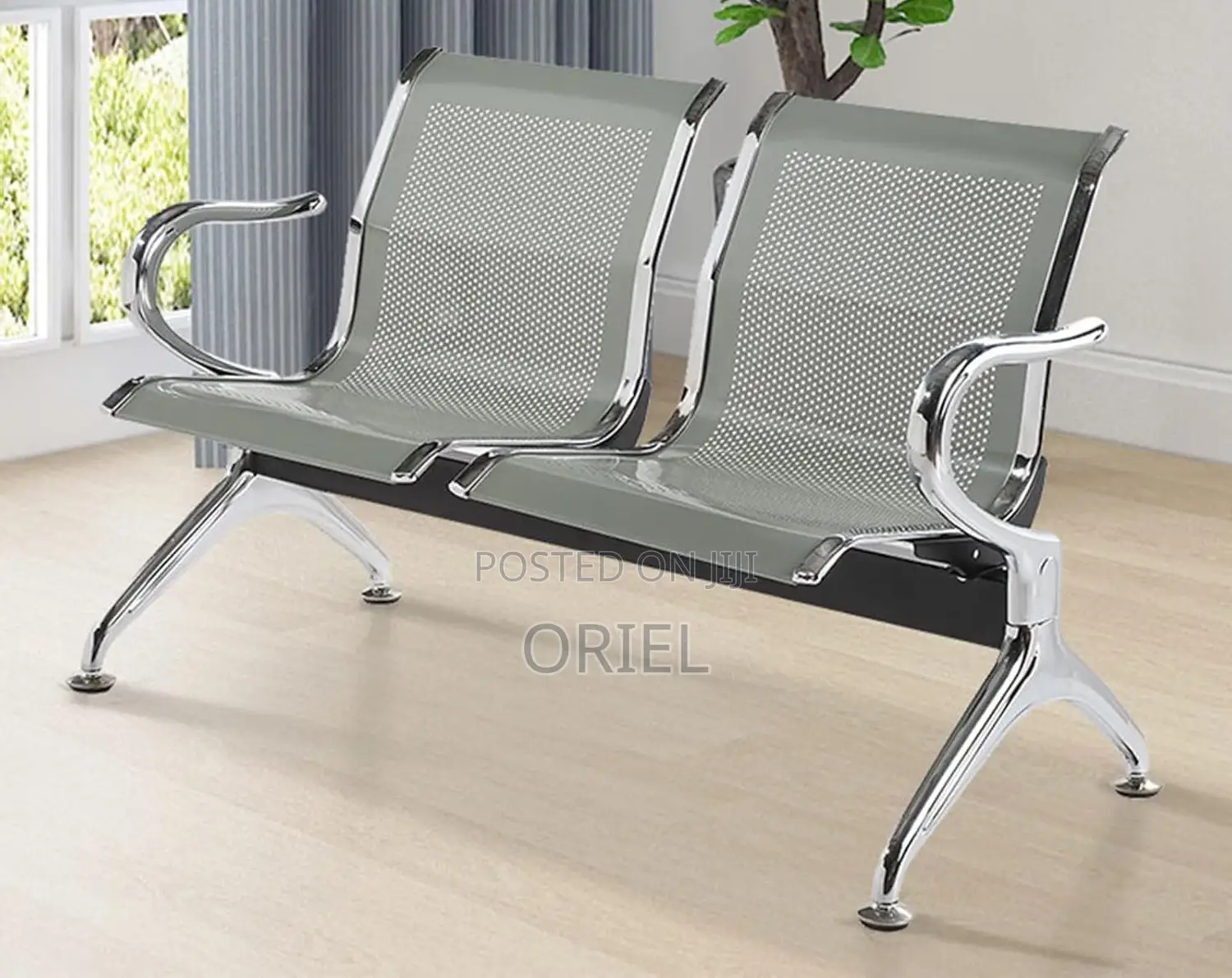 Office Bench : Stainless Steel Office 2-Seater Waiting Bench