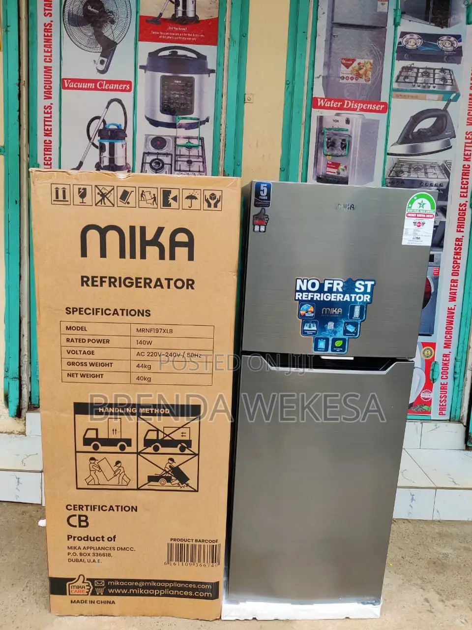 Mika Fridge, 2 Door Top Mount Freezer No Frost, 197l, Inox Dark Matt