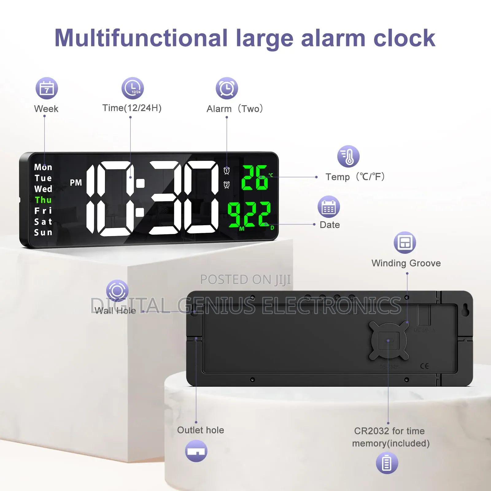 Large Led Digital Alarm Wall Clock