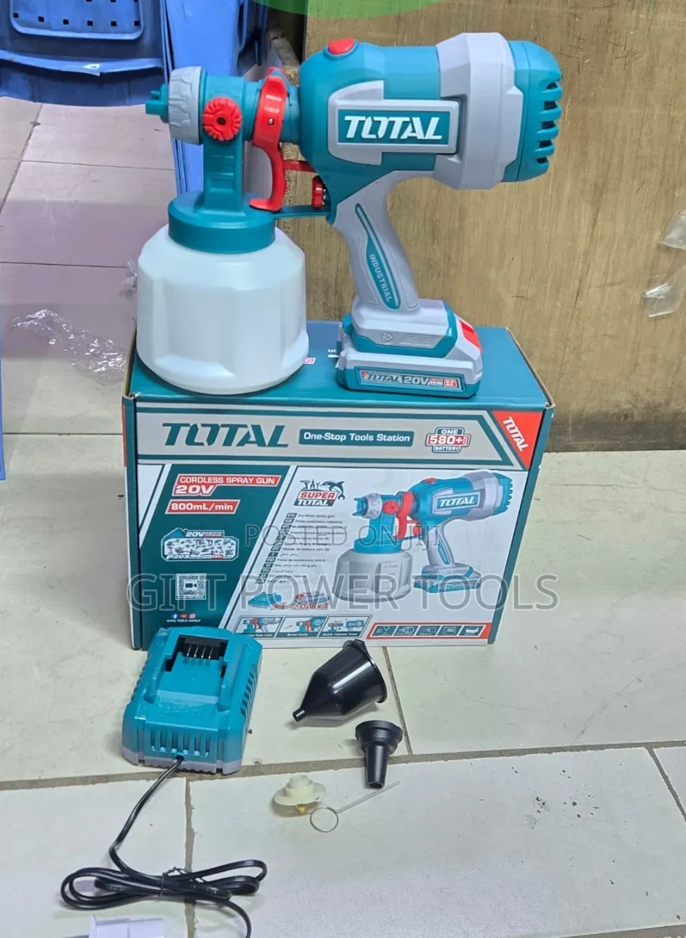 Total Cordless Spray Gun 20v/1000ml Rechargeable Spray Gun