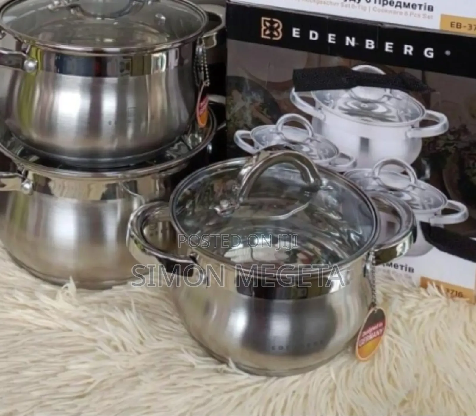 6 Pieces Edenburg Stainless Steel Cookware Set Available