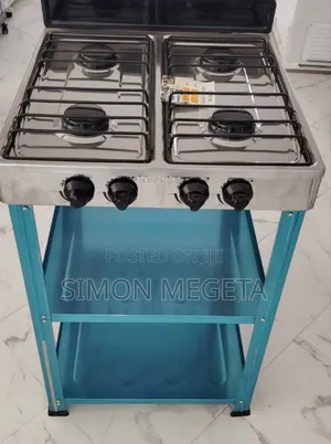 Rebune Four Burner Standing Gas Stove With Shelves Available