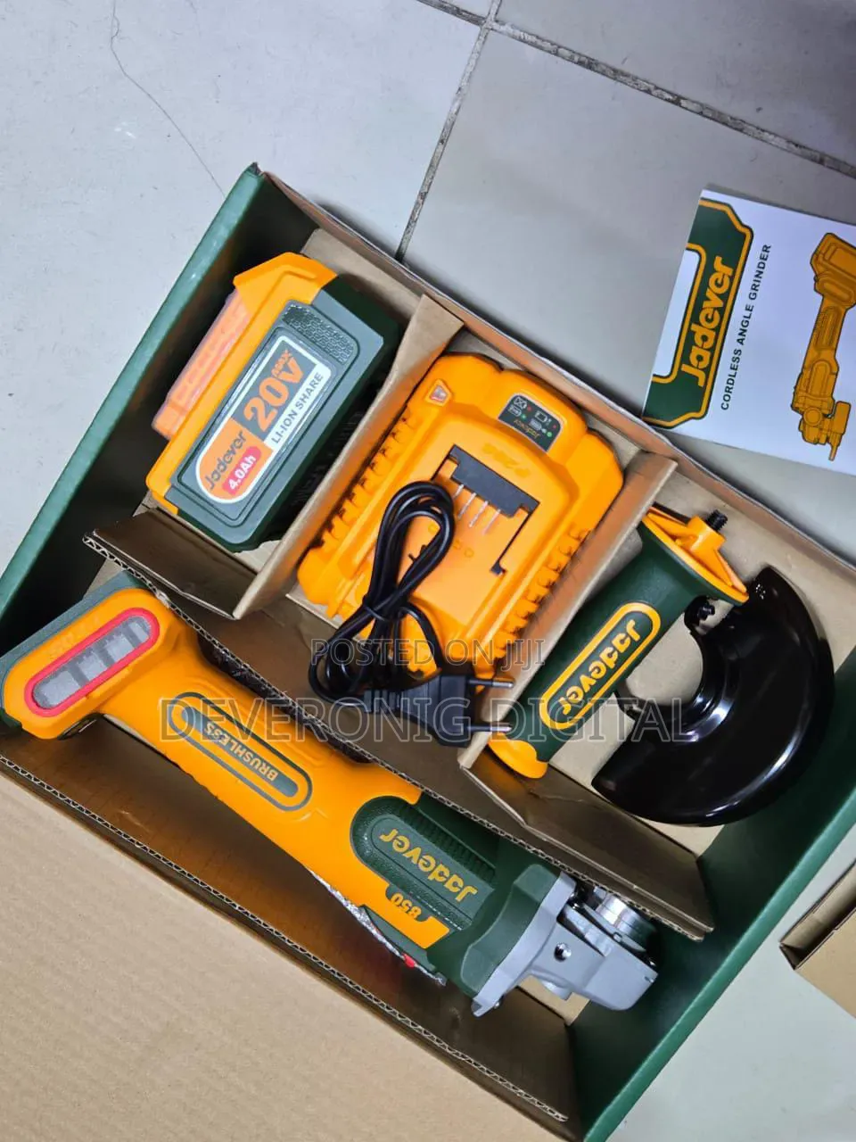 Cordless Angle Grinder 20v 1battery Charger Handle Guard