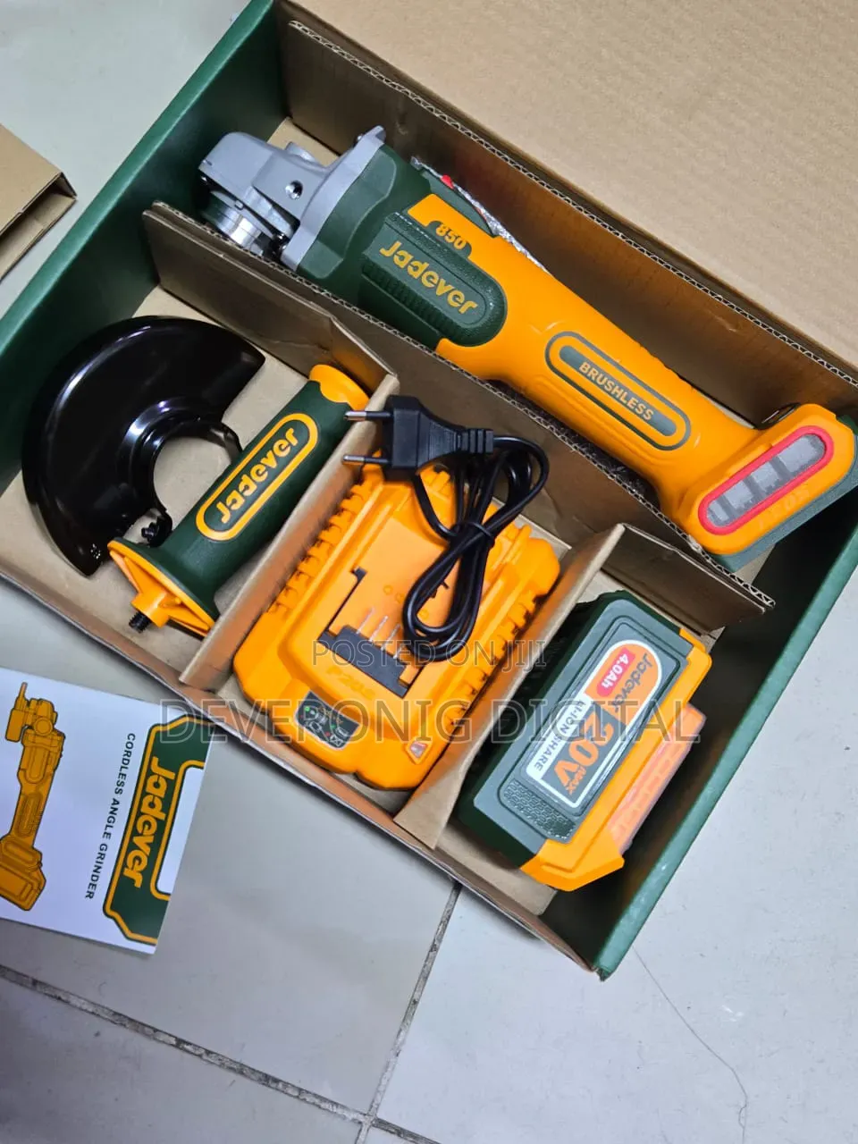 Cordless Angle Grinder 20v 1battery Charger Handle Guard