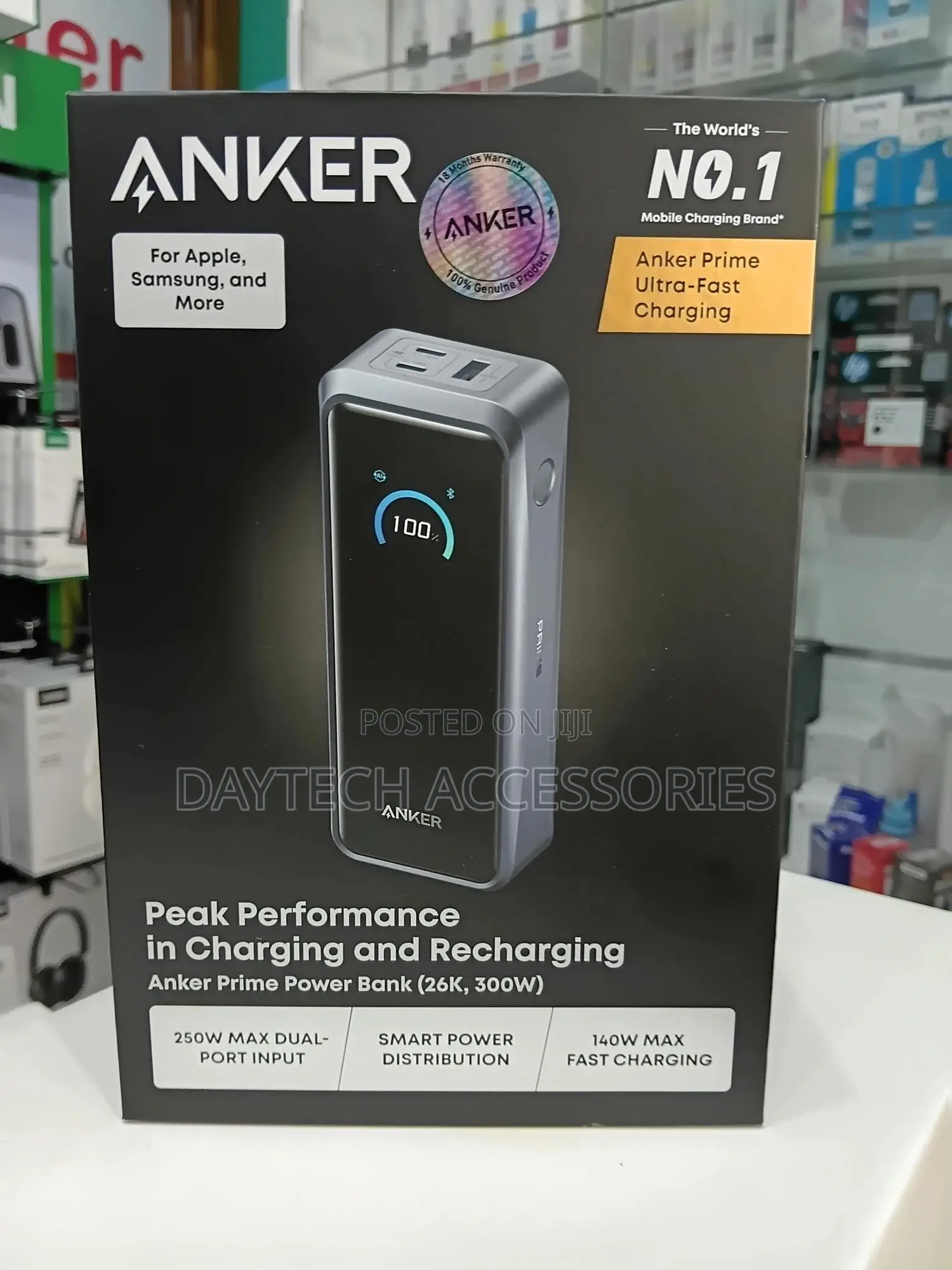 Anker Prime Power Bank 26,250mah 300w With LCD Screen - Black