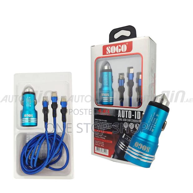 Blue 3in1 Dual Us Fast Charger With Data Canle - main view