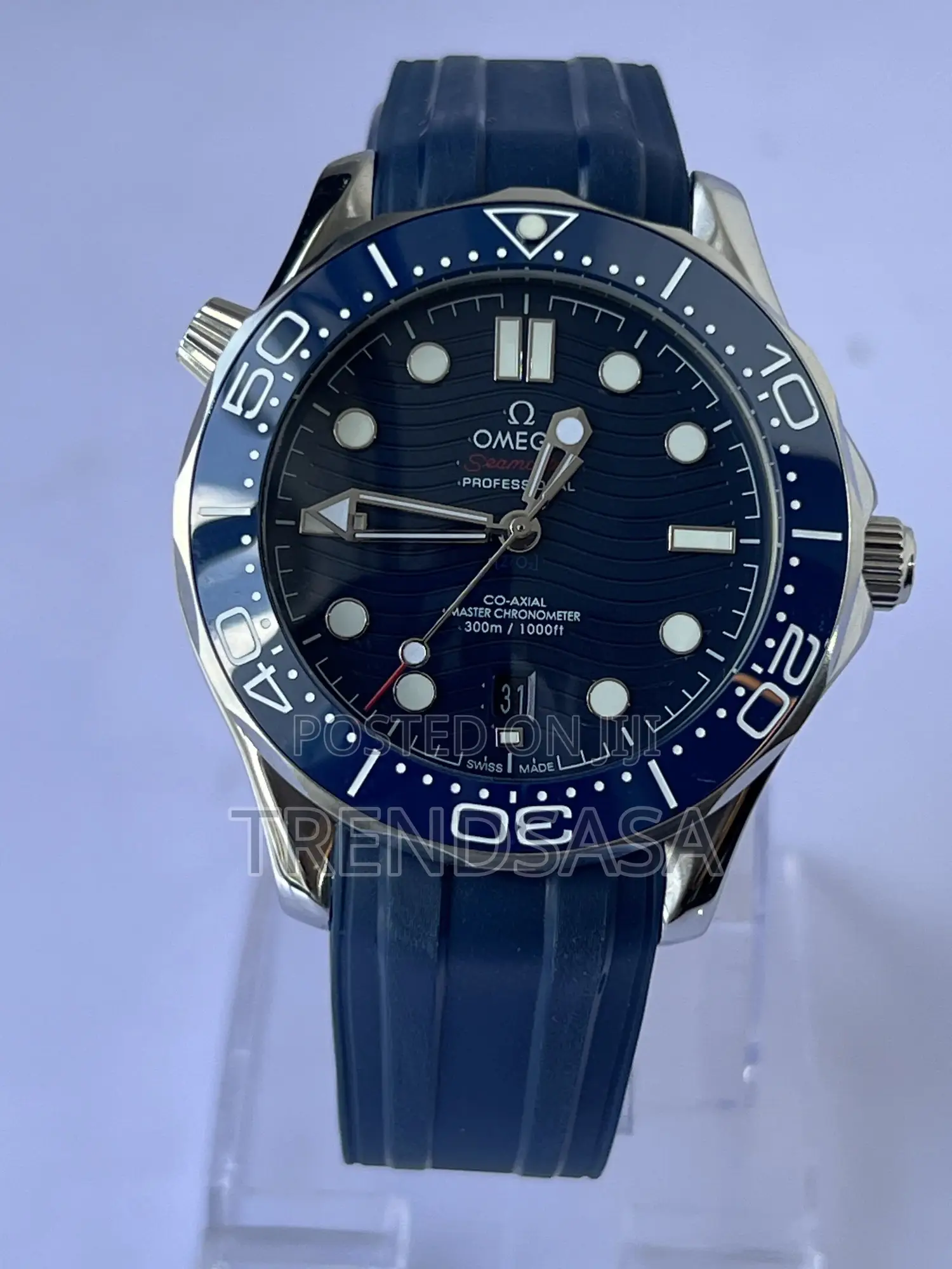 Omega Sea-Master Blue Dial and Rubber Straps Watch