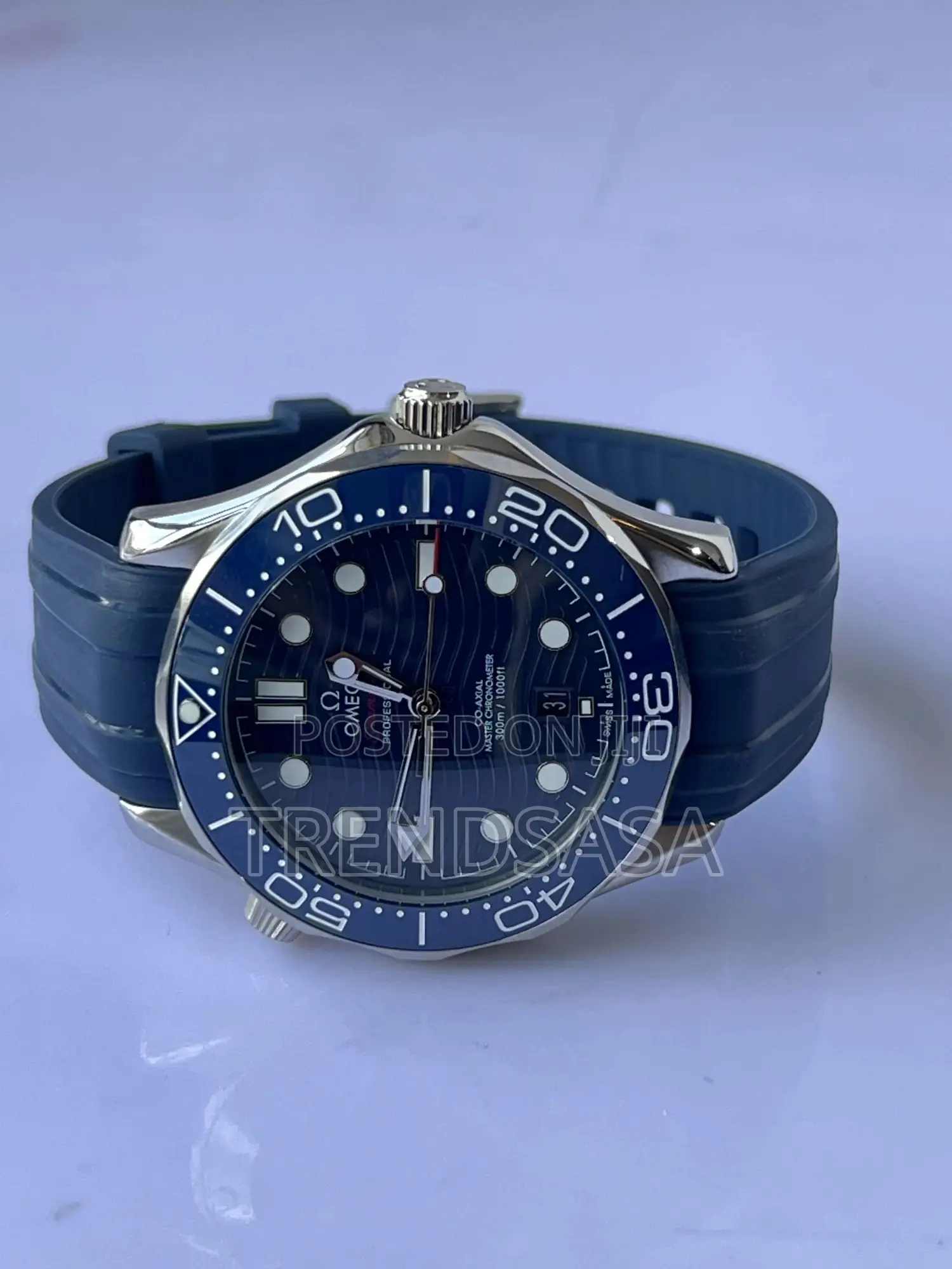 Omega Sea-Master Blue Dial and Rubber Straps Watch