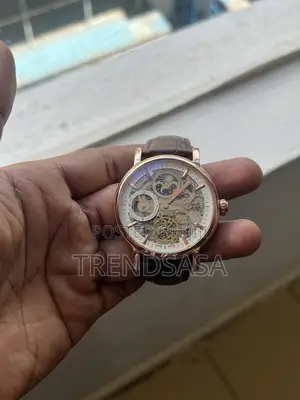 Patek Philippe Full Skeleton Rose Gold Brown Leather Straps Watch