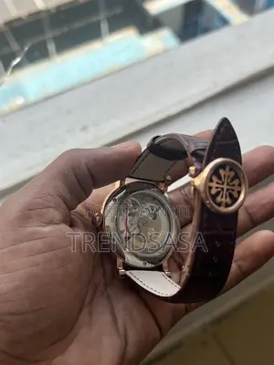 Patek Philippe Full Skeleton Rose Gold Brown Leather Straps Watch