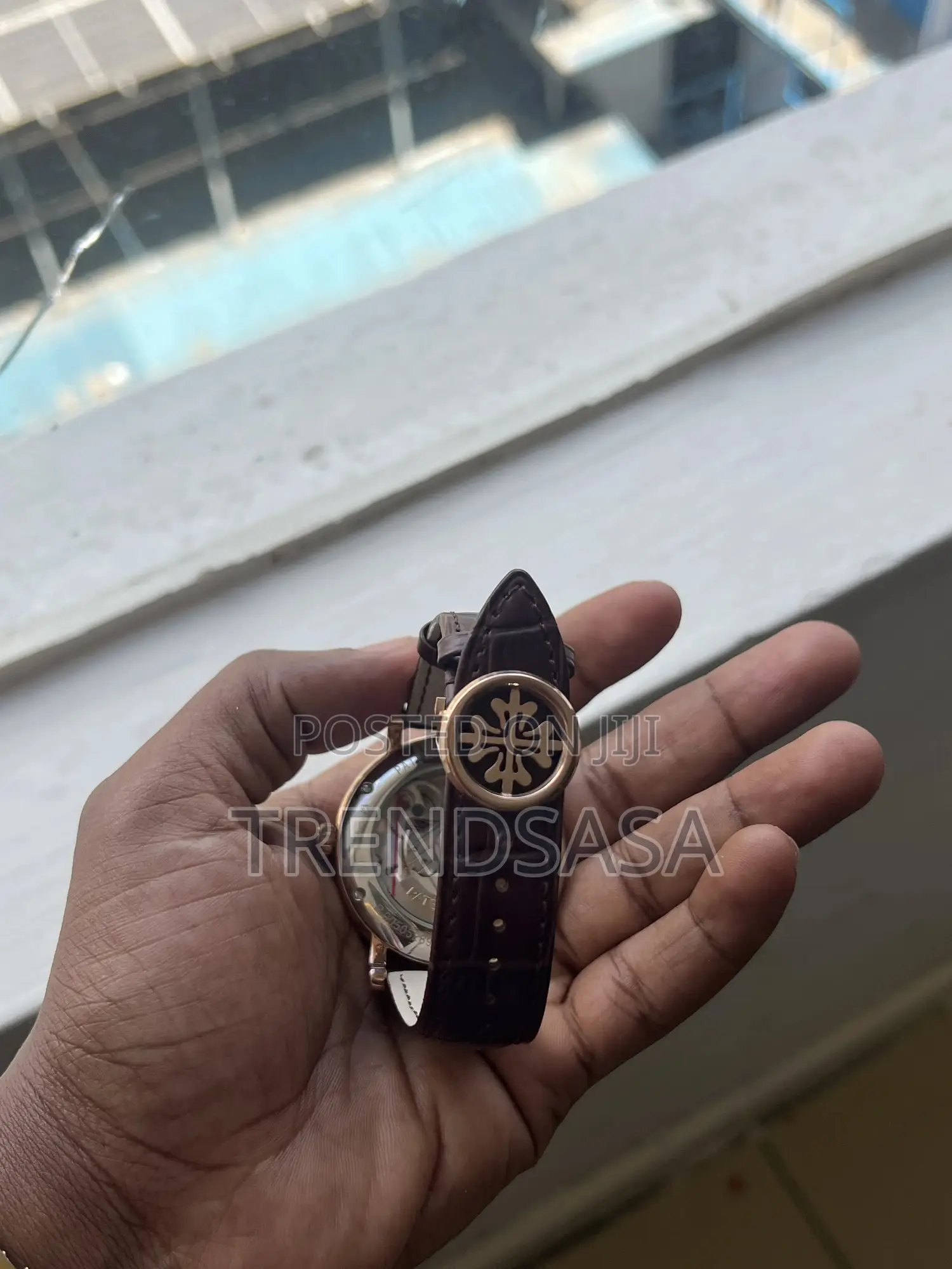 Patek Philippe Full Skeleton Rose Gold Brown Leather Straps Watch