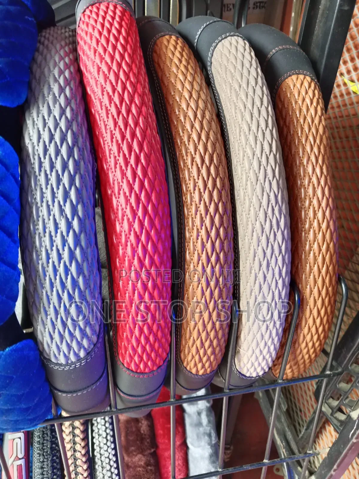 Colored Patches Leather Steering Wheel Cover