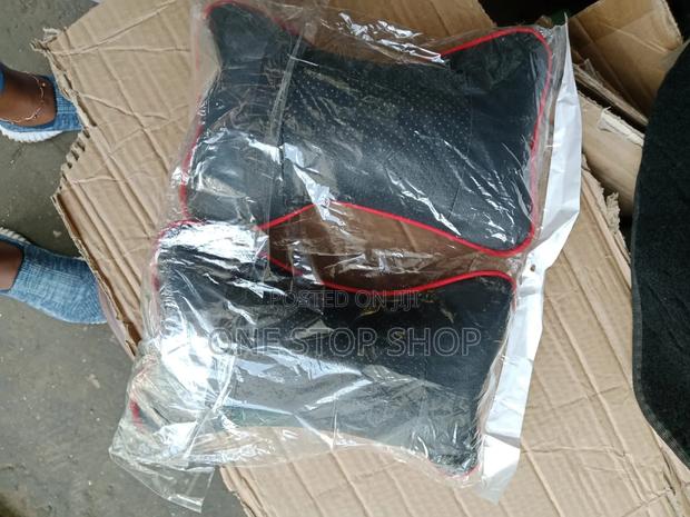 Plain Leather Black Seat Neck Pillow in Pair