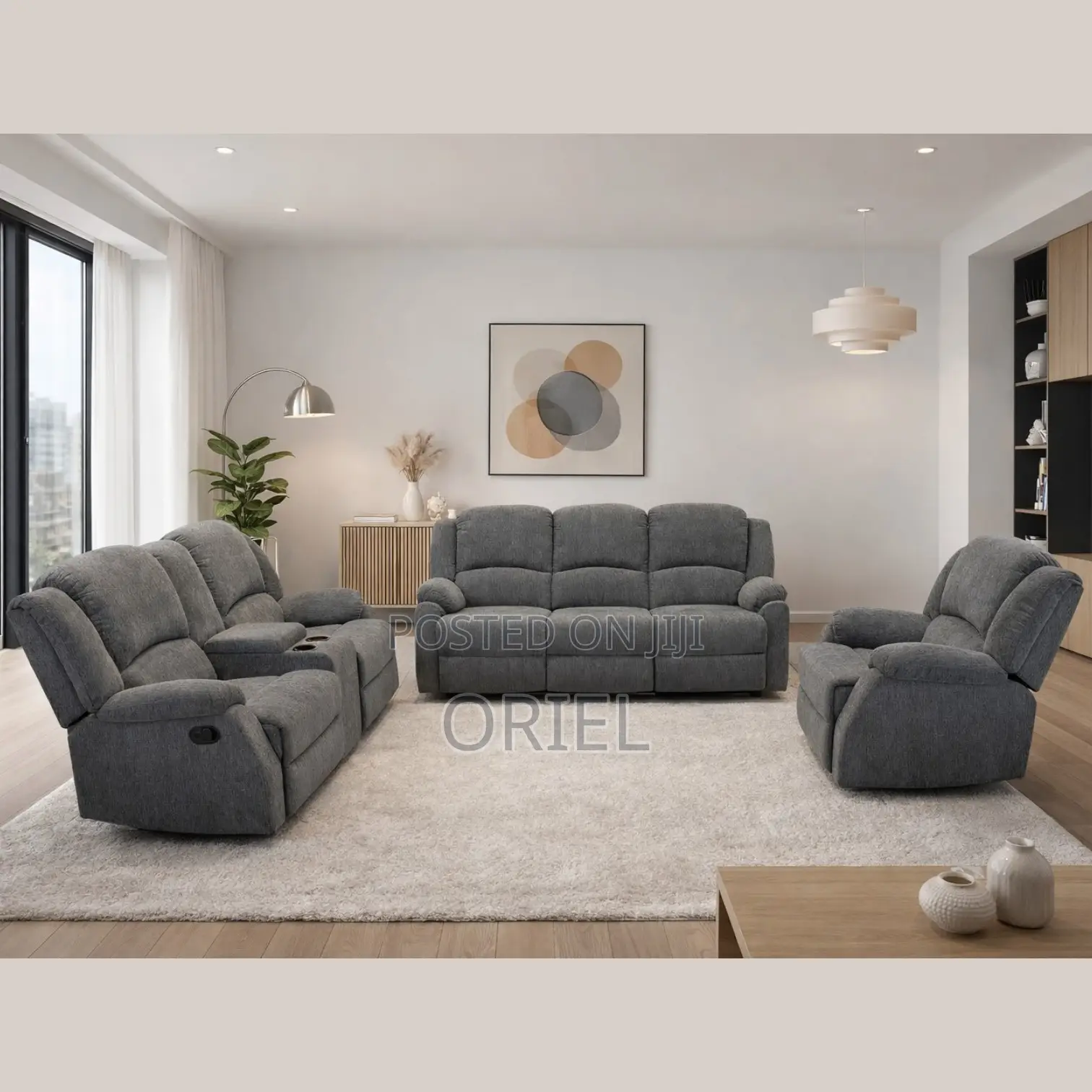 Office Sofa : 6-Seater Leather Reclining Executive Home/Office Sofaset