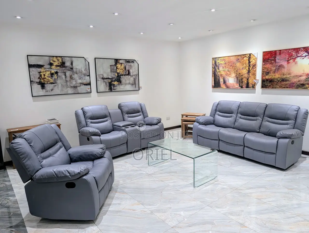 Office Sofa : 6-Seater Leather Reclining Executive Home/Office Sofaset