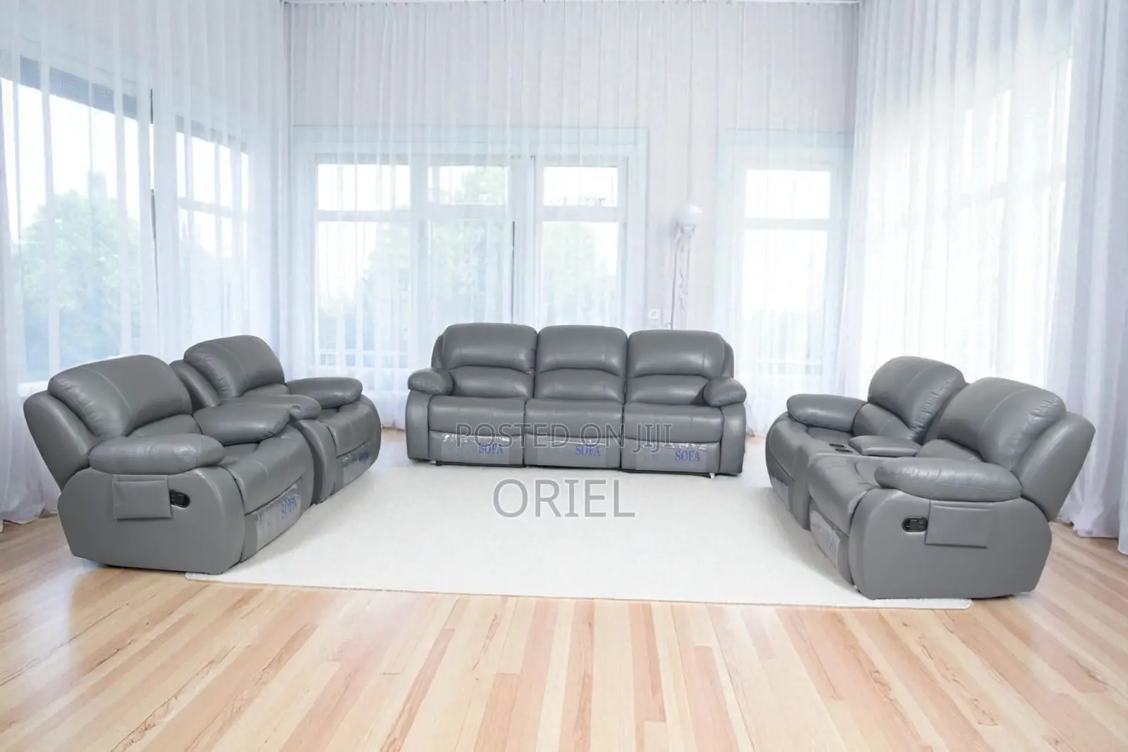 Office Sofa : 6-Seater Leather Reclining Executive Home/Office Sofaset