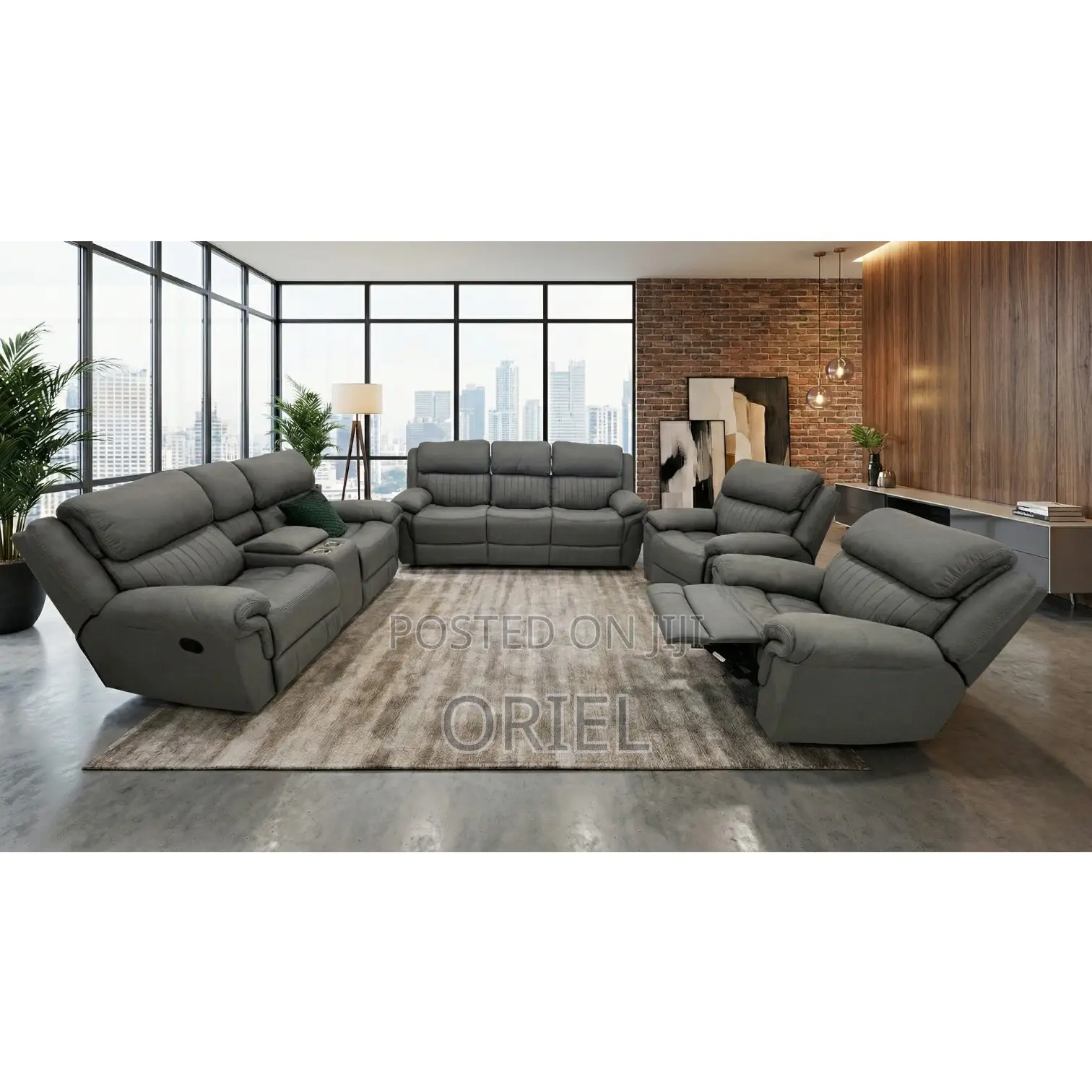 Office Sofa : 6-Seater Leather Reclining Executive Home/Office Sofaset