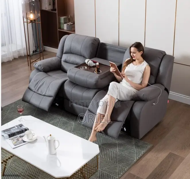 Office Sofa : 6-Seater Leather Reclining Executive Home/Office Sofaset