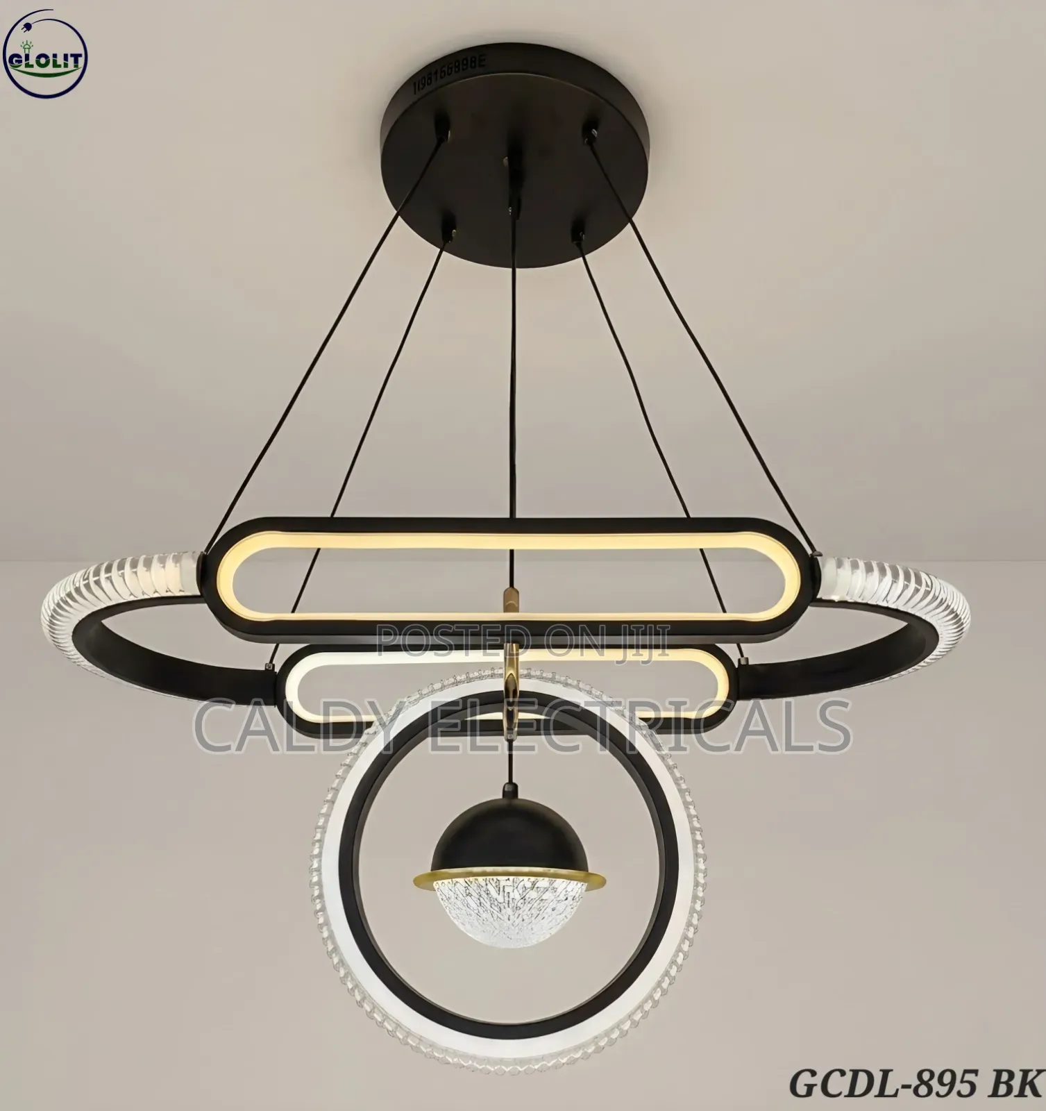 Modern Elegant Chandelier Both Black and Gold