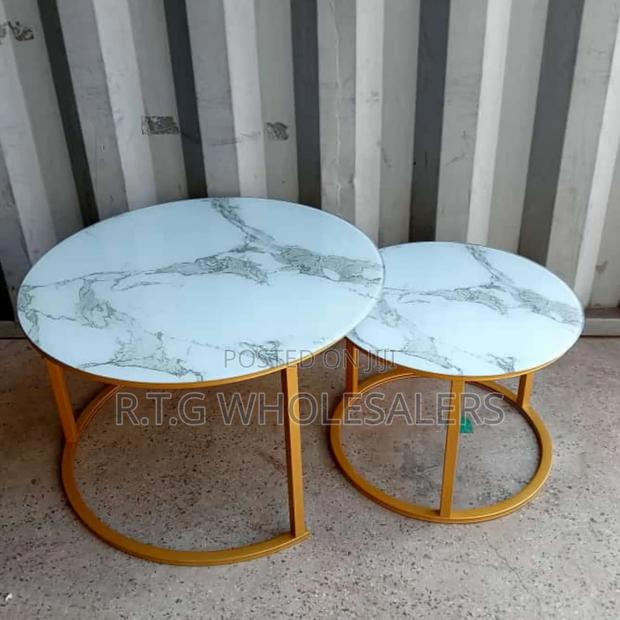Modern Marble Nesting Coffee Table – White Gloss Finish