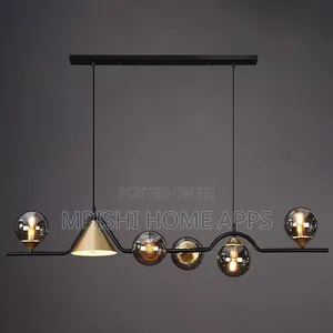 6-Light Linear Pendant Lights With Glass Globes Shade,