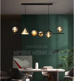 6-Light Linear Pendant Lights With Glass Globes Shade,