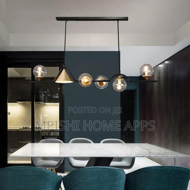 6-Light Linear Pendant Lights With Glass Globes Shade, - thumbnail 4