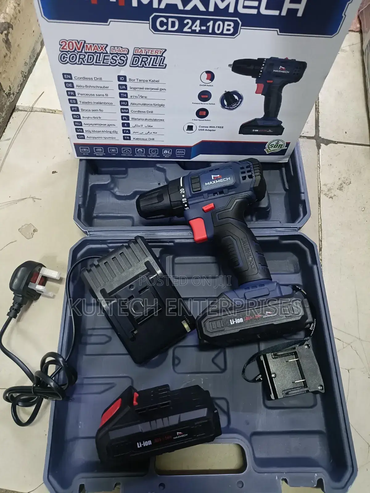 Maxmech Cordless Drill/; Electric Drill 20v With 2 Batteries
