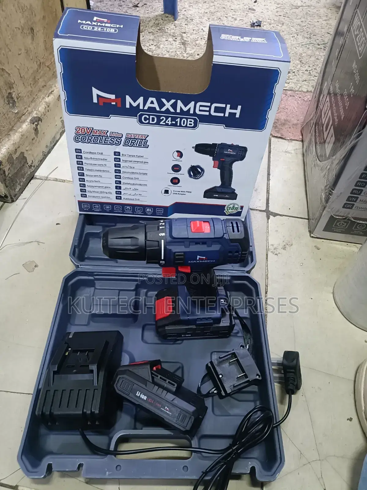 Maxmech Cordless Drill/; Electric Drill 20v With 2 Batteries