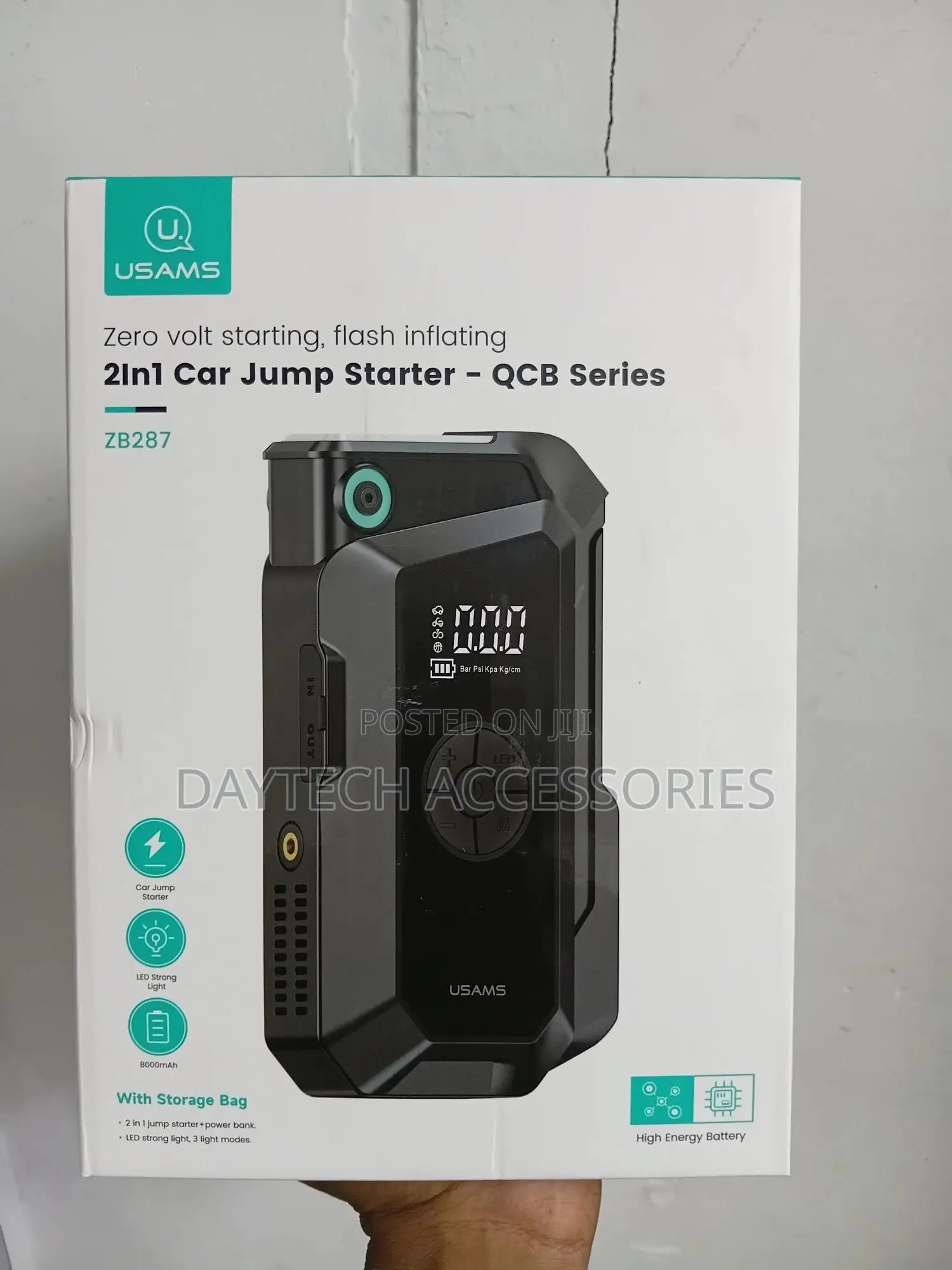 This Is the Usams Zb287 2-in-1 Car Jump Starter Tire Inflator.