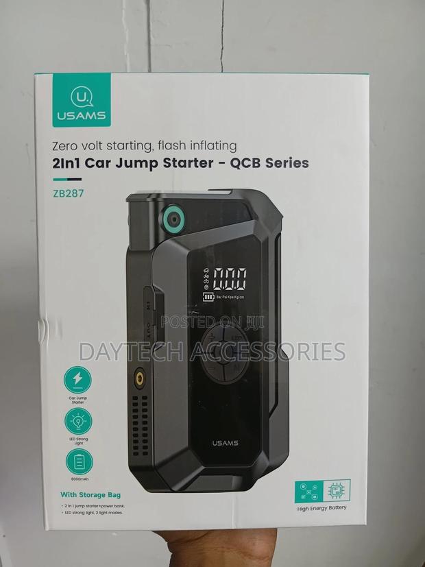 Usams Zb287 8000mah Powerbank Jumpstarter + Built-in Flashlight Black
