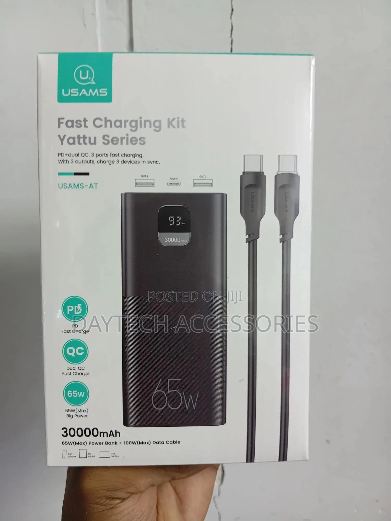 Usams Yattu Series 30000mah Power Bank With 65w Fast Charging