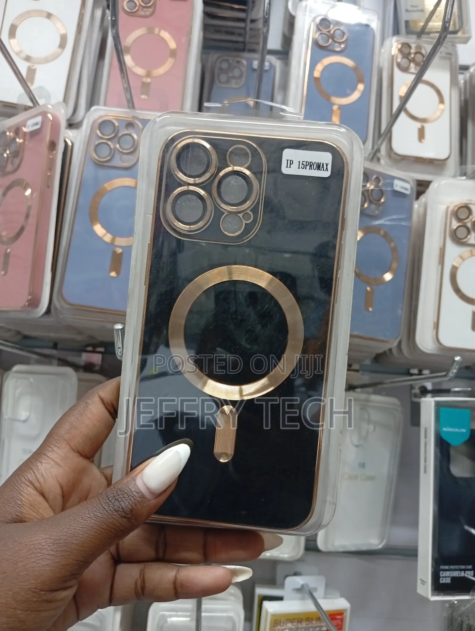 iPhone 15 Pro Max Black and Gold Electroplated Magnetic Case