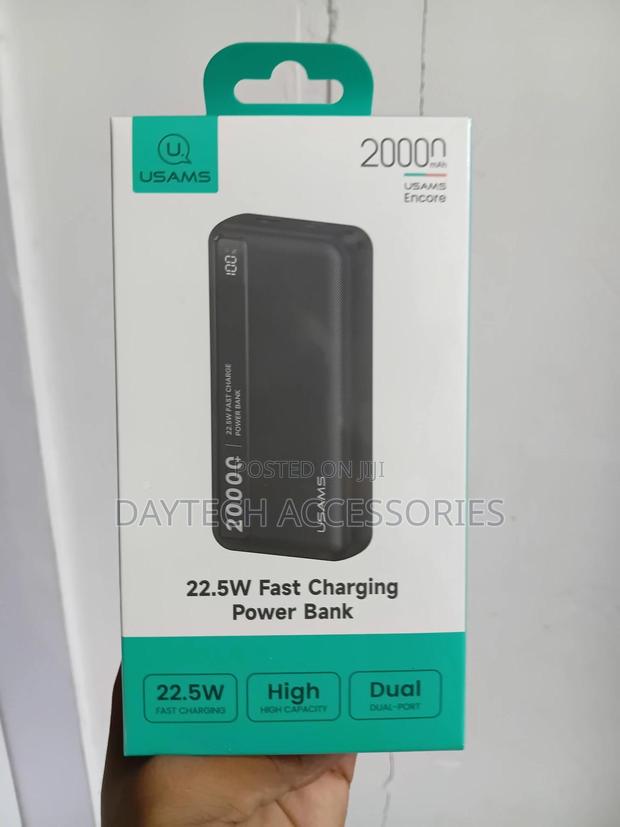 Usams Power Bank (20000 Mah) 3 Ports - Black