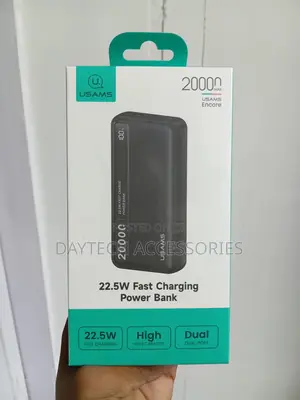Usams Power Bank (20000 Mah) 3 Ports - Black