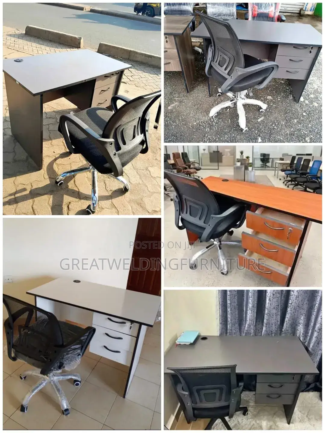 Lockable Office Desk Paired With Ergonomic Mesh Swivel Chair Kj