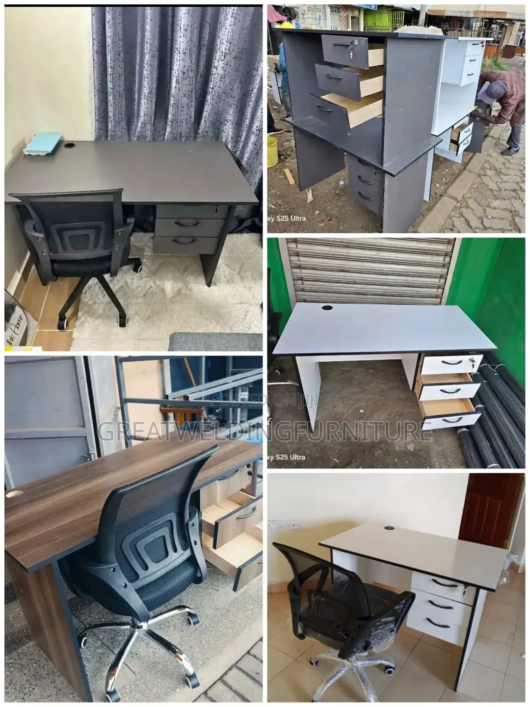Modern Office Desk Paired With Mesh Chair J