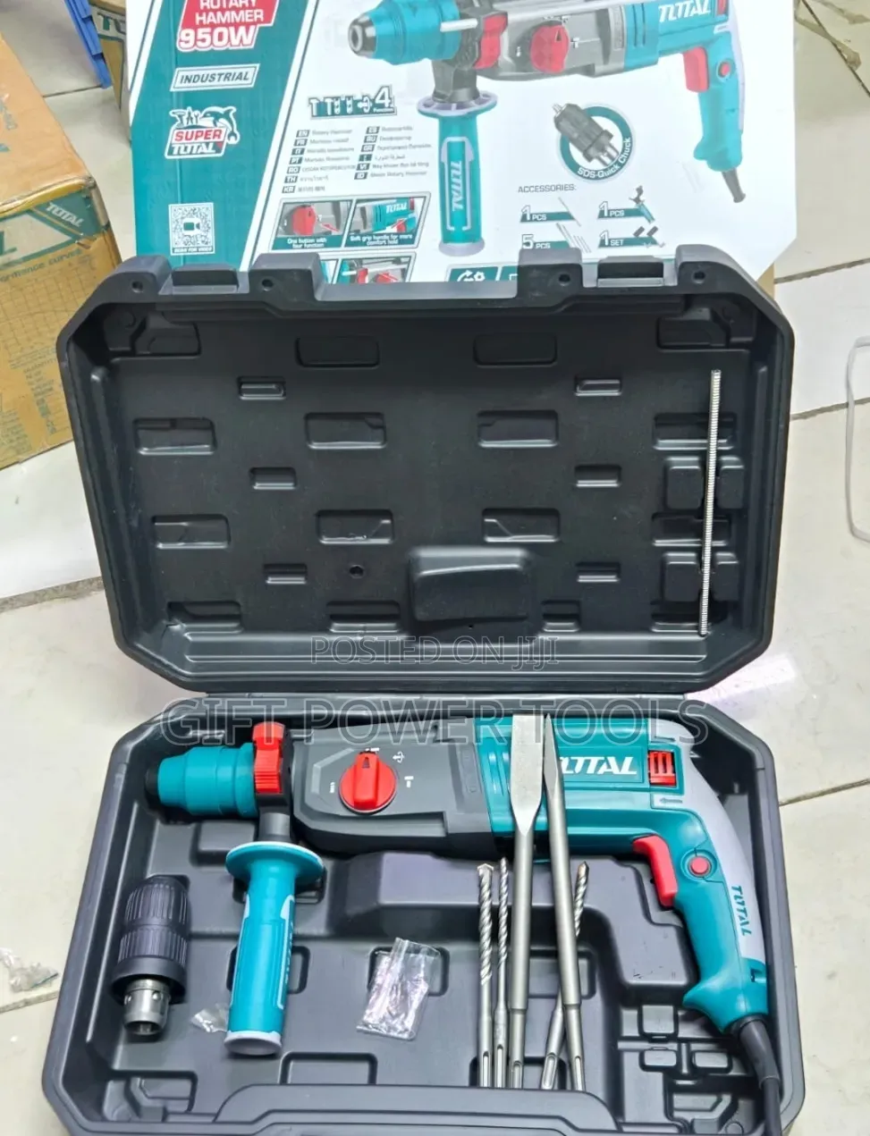 950w Double Chuck Rotary Hammer With 5pcs Masonry Bits