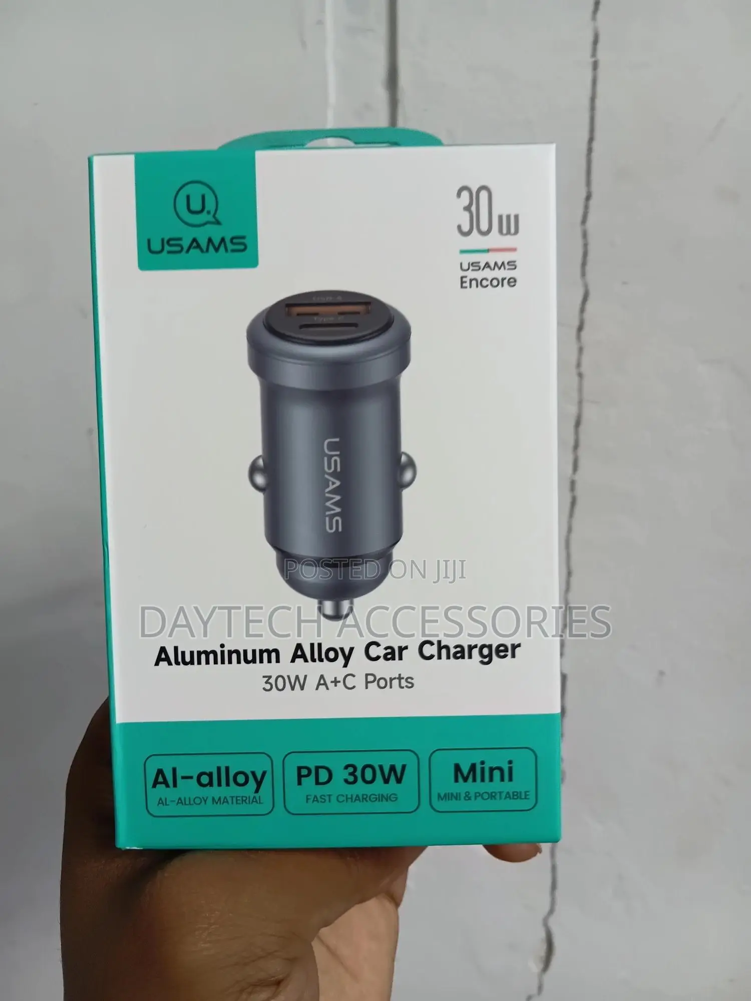 Usams Encore 30w Aluminum Alloy Car Charger.