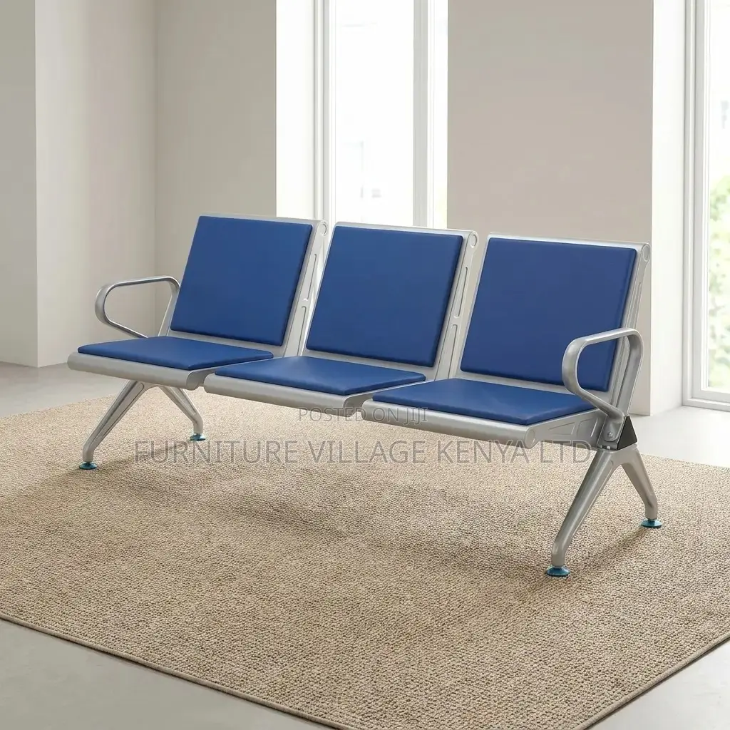 3-Link Leather Padded Guest Reception Bench