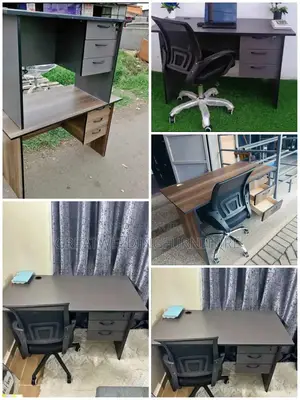 1.2 M Office Desk Paired With Secretarial Mesh Office Chairs Z