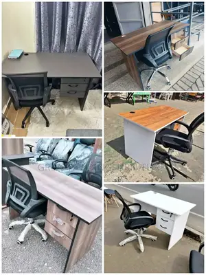 1.2m Modern Office Desk Paired With Secretarial Swivel Mesh Chairs C